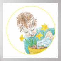 Junge mit Daffodien