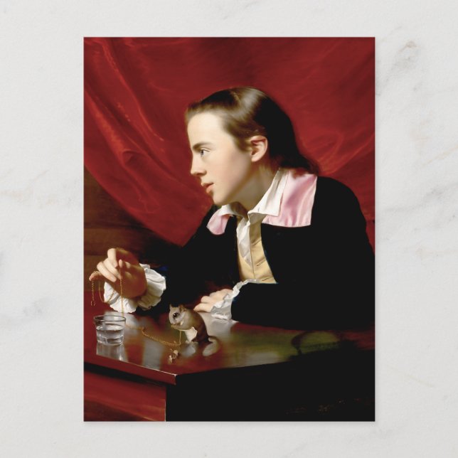 Junge mit Eichhörnchen Postkarte (Vorderseite)