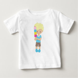 Junge mit Eiscreme, blondes Haar, Eiscreme Baby T-shirt
