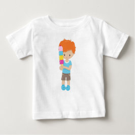 Junge mit Eiscreme, orangefarbenes Haar, Eiscreme Baby T-shirt