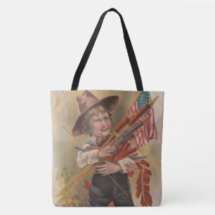 Junge mit Feuerwerk, Amerikanische Flagge, Patriot