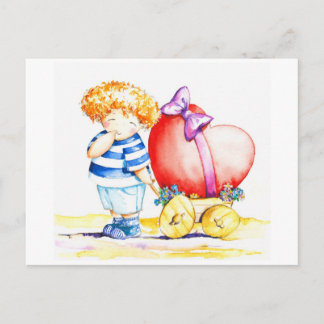 Junge mit Herz Postkarte