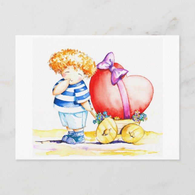 Junge mit Herz Postkarte (Vorderseite)