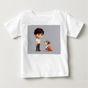 Junge mit Hundekunst Baby T-shirt