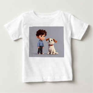 Junge mit Hundekunst Baby T-shirt