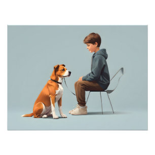 Junge mit Hundekunst Fotodruck