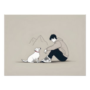Junge mit Hundekunst Fotodruck