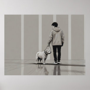 Junge mit Hundekunst Poster