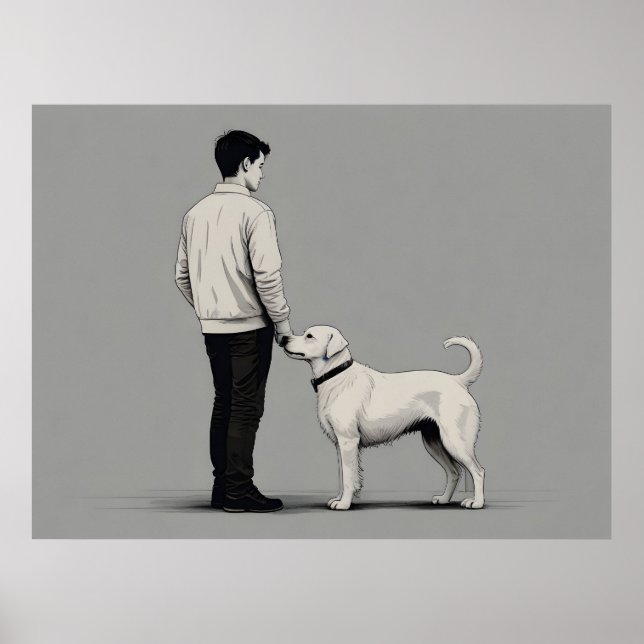 Junge mit Hundekunst Poster (Vorne)