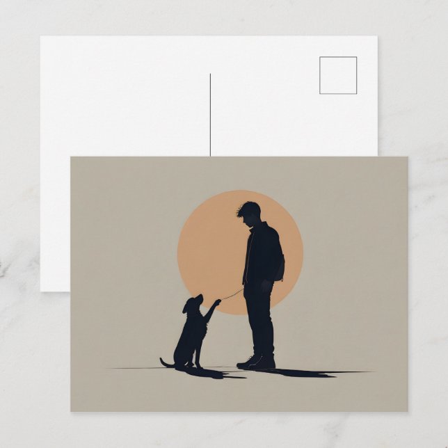 Junge mit Hundekunst Postkarte (Vorne/Hinten)