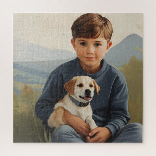 Junge mit Hundekunst Puzzle