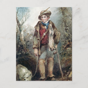 Junge mit Kaninchen Postkarte