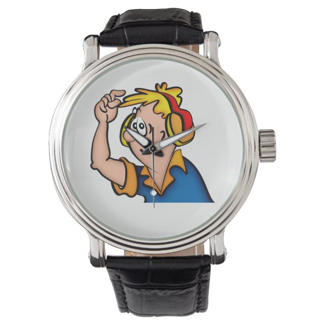 Junge mit Kopfhörer Armbanduhr (Vorderseite)