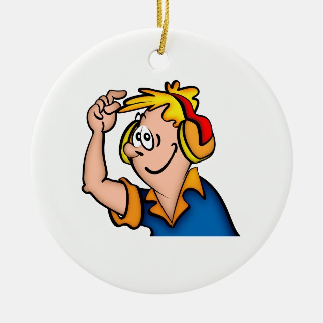 Junge mit Kopfhörer Keramikornament (Vorne)