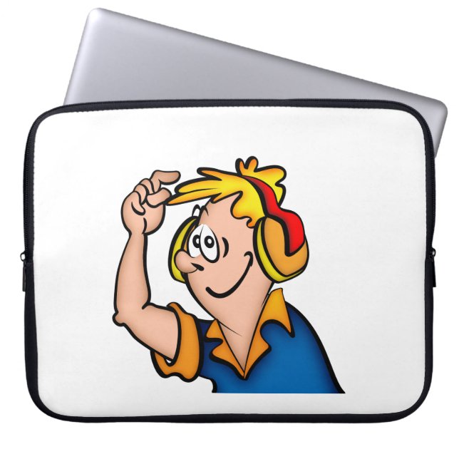Junge mit Kopfhörer Laptopschutzhülle (Vorderseite)