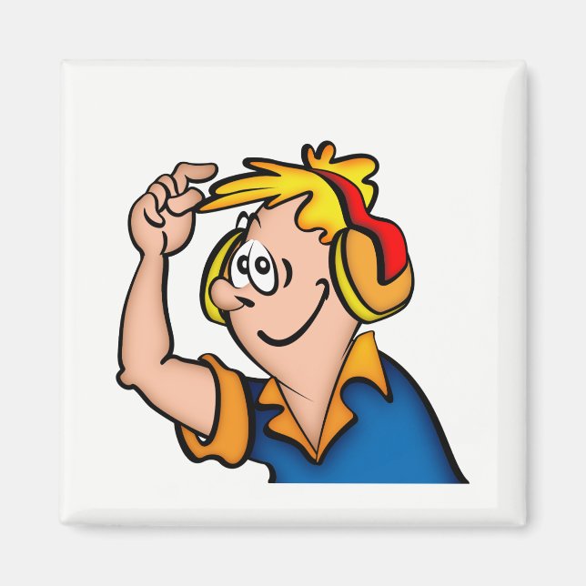 Junge mit Kopfhörer Magnet (Vorne)