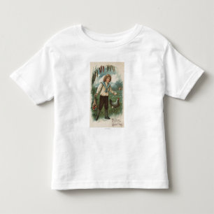 Junge mit Ostereiskörbe, die Ei halten Kleinkind T-shirt