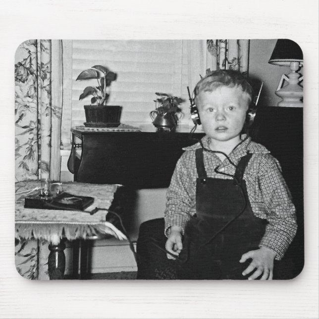 Junge mit Retro-Kristallradio-Set Mousepad (Vorne)