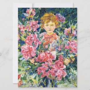 Junge mit roten Pfingstrosen (von Robert Reid) Karte