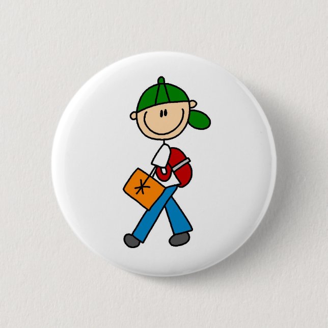 Junge mit Rucksack Button (Vorderseite)