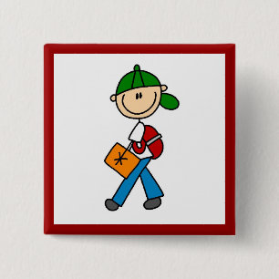 Junge mit Rucksack Button