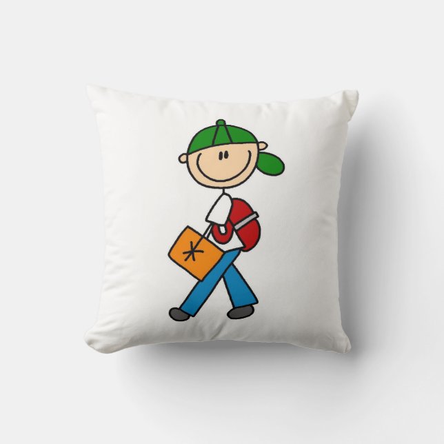 Junge mit Rucksack Kissen (Vorderseite)