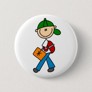 Junge mit Rucksack-Knopf Button