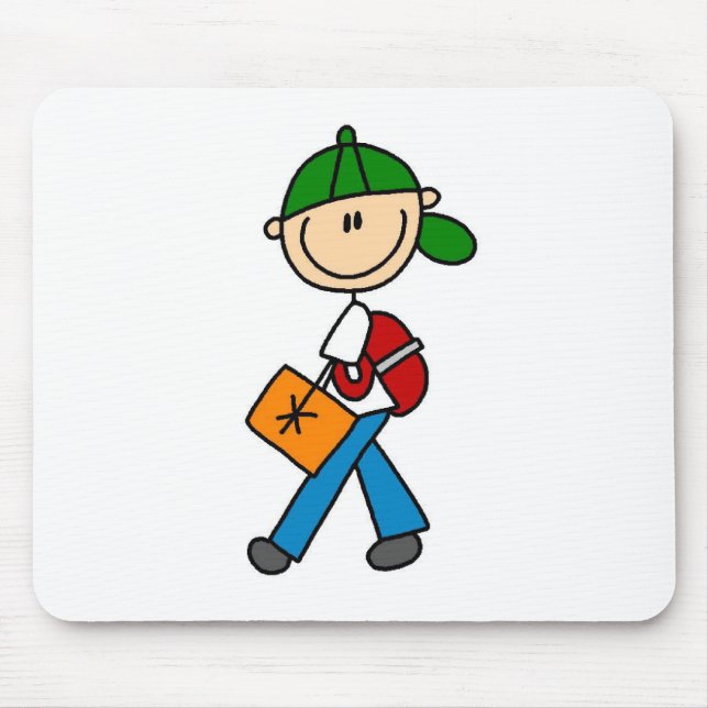 Junge mit Rucksack Mousepad (Vorne)