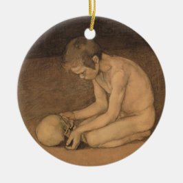 Junge mit Schädel (von Magnus Enckell) Keramik Ornament
