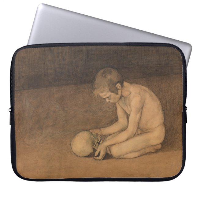 Junge mit Schädel (von Magnus Enckell) Laptopschutzhülle (Vorderseite)