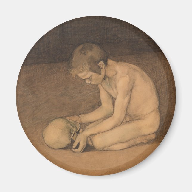 Junge mit Schädel (von Magnus Enckell) Magnet (Vorne)