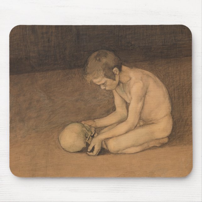 Junge mit Schädel (von Magnus Enckell) Mousepad (Vorne)