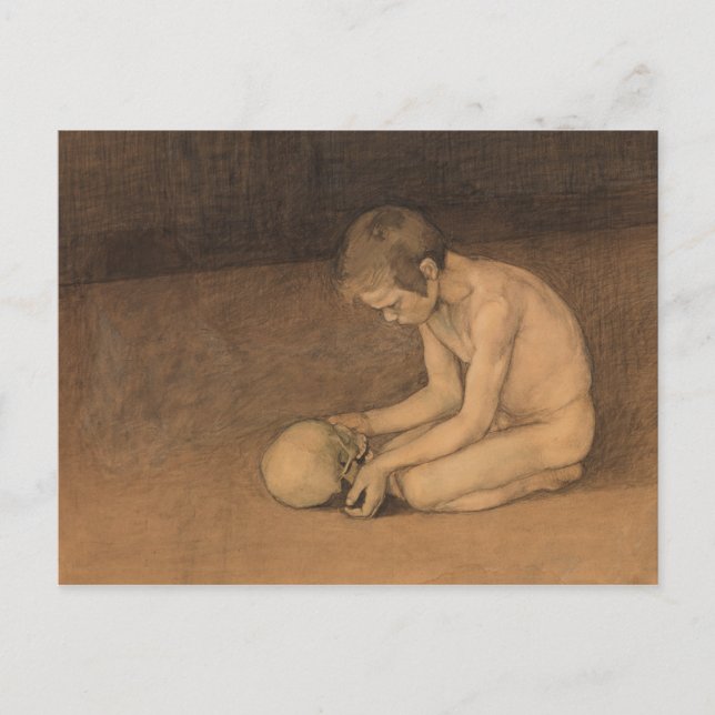Junge mit Schädel (von Magnus Enckell) Postkarte (Vorderseite)