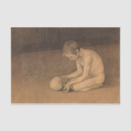 Junge mit Schädel (von Magnus Enckell) Seidenpapier