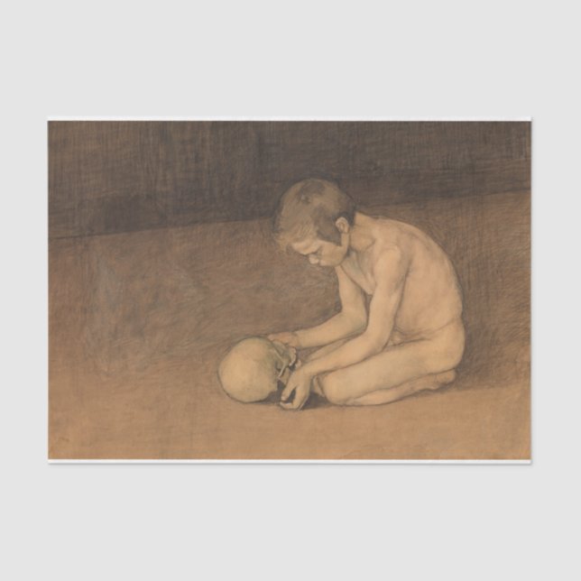 Junge mit Schädel (von Magnus Enckell) Seidenpapier (Vorderseite)