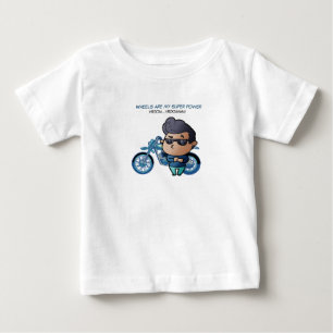 Junge mit Sonnenbrille und Motorrad-T-Shirt Baby T-shirt