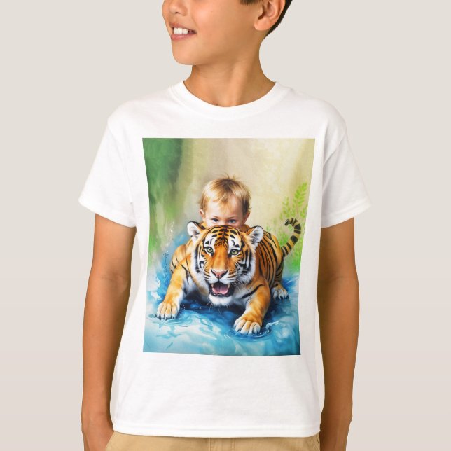 Junge mit Tiger T-Shirt (Vorderseite)