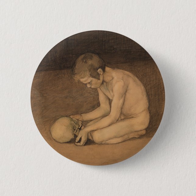 Junge mit Totenkopf (von Magnus Enckell) Button (Vorderseite)