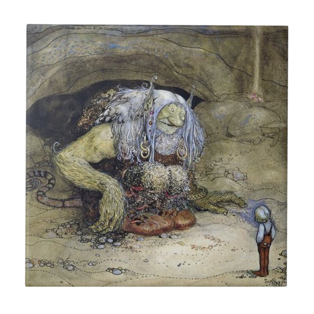 „Junge mit Troll“ von John Bauer Fliese (Vorderseite)