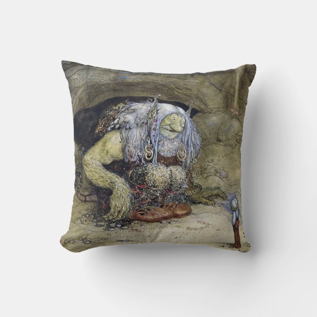 „Junge mit Troll“ von John Bauer Kissen (Vorderseite)