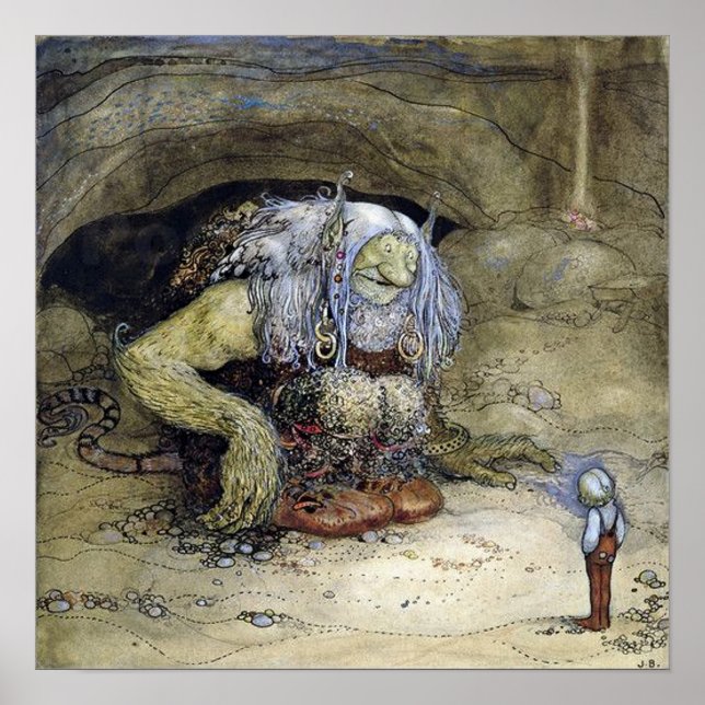 „Junge mit Troll“ von John Bauer Poster (Vorne)