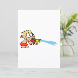 Junge mit Wasserwaffe Sommerspass Einladung