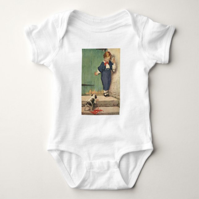 Junge mit Welpen Baby Strampler (Vorderseite)