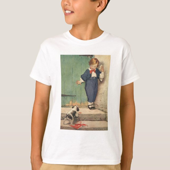 Junge mit Welpenhund T-Shirt (Vorderseite)