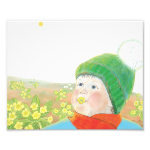 Junge mit wilden Primrosen Fotodruck