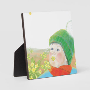 Junge mit wilden Primrosen Fotoplatte