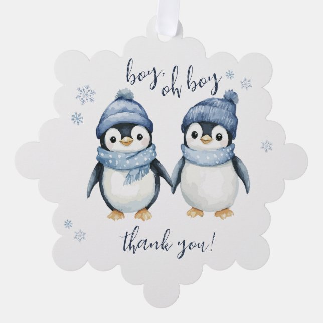 Junge mit Winterbaby-Dusche Ornament Karte (Vorderseite)