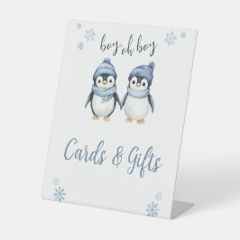 Junge mit Winterbaby-Dusche Sockelschild