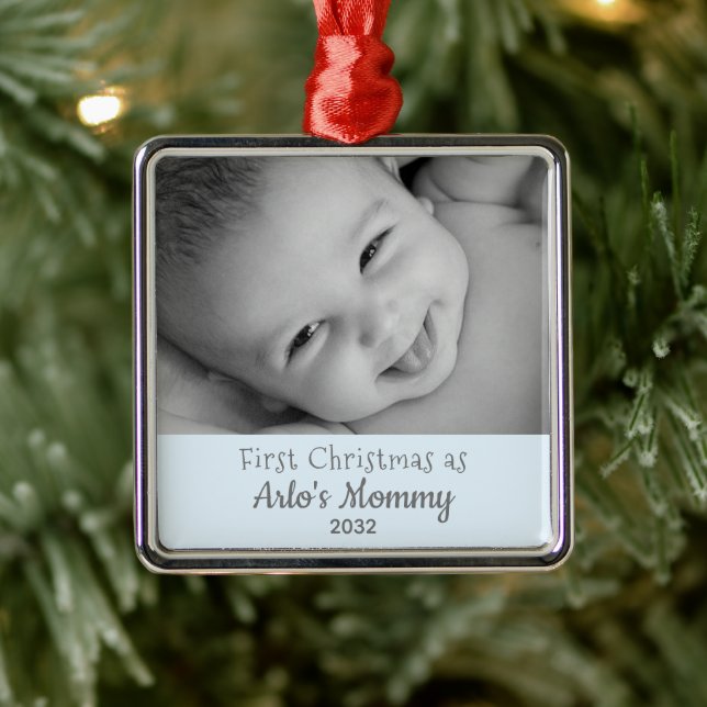 Junge Mutter 1. Weihnachten als Mommy Baby Boy Nam Ornament Aus Metall (Baum)
