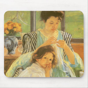 Junge Mutter beim Nähen von Mary Cassatt, Vintage- Mousepad